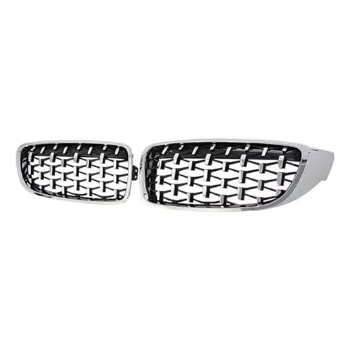 Sport Kühlergrill Diamonds Style Frontstoßstangen-Renngrill Für 4er F32 F33 F36 M3 F80 M4 F82 2012–2019, Zubehör Mit Zwei Lamellen In Glänzendem Schwarz Auto Kühlergrill(Diamond-Silver) von BIISVM