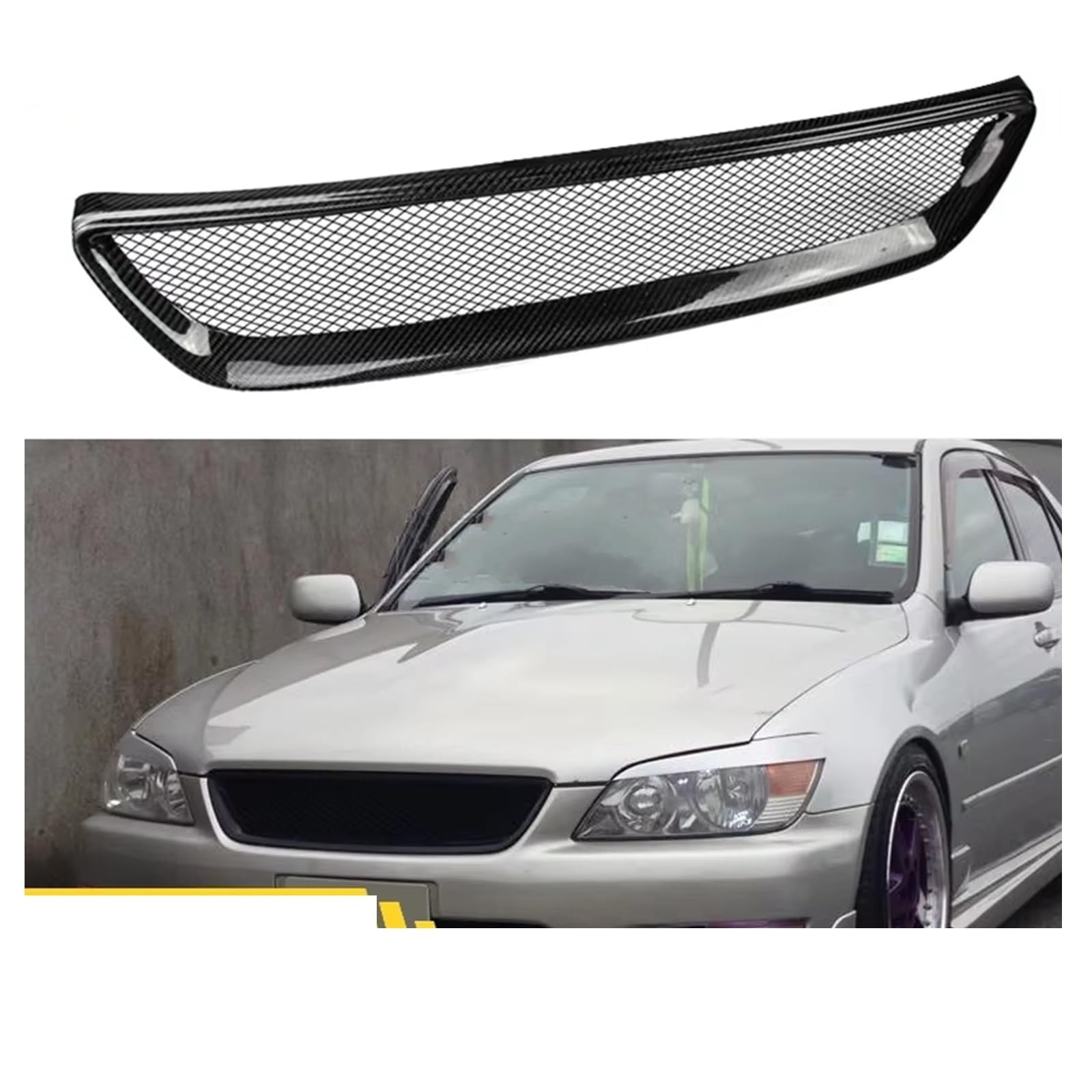 Sport Kühlergrill FRP/Carbon Fiber Front Bumper Racing Grills Grills Für Lexus IS200 1999 2000 2001 2002 2003 2004 Auto Kühlergrill(Matt-schwarz) von BIISVM