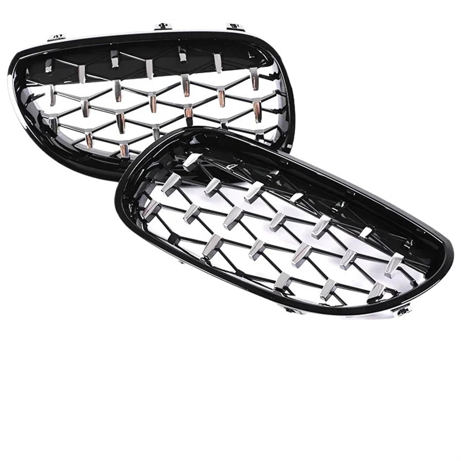 Sport Kühlergrill Frontstoßstange Racing M5 Grill Glänzend Schwarz Chrom Carbon Grill Für 5er E60 E61 2004 2005 2006 2007 2008 2009 530i 535i 540i Zubehör Auto Kühlergrill(Diamond Chrome Black) von BIISVM