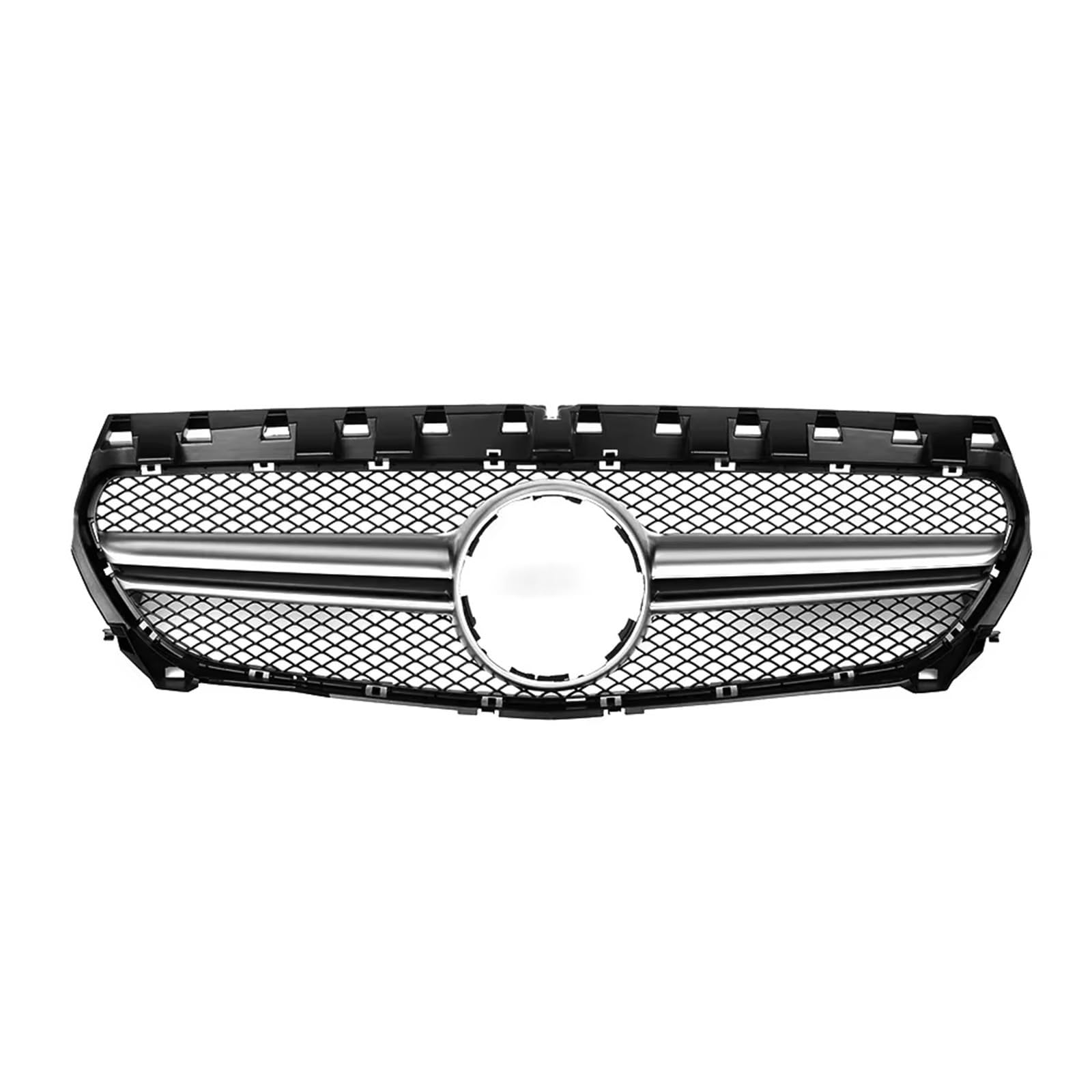 Sport Kühlergrill Für AMG Style Grille Für Benz Für CLA-Klasse W117 C117 X117 2013 2014 2015 2016 2017 2018 2019 Chrom Schwarz Diamanten Stil Stoßstange Grille Auto Kühlergrill(A-Silver) von BIISVM