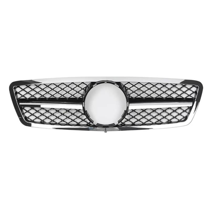 Sport Kühlergrill Für Benz C-Klasse W203 2001 2002 2003 2004 2005 2006 2007 C200 C240 ​​C320 Chrome Silver Diamonds Style Grille Black Für GTR Style Front Bumper Grille Auto Kühlergrill(A-Chrome Black von BIISVM