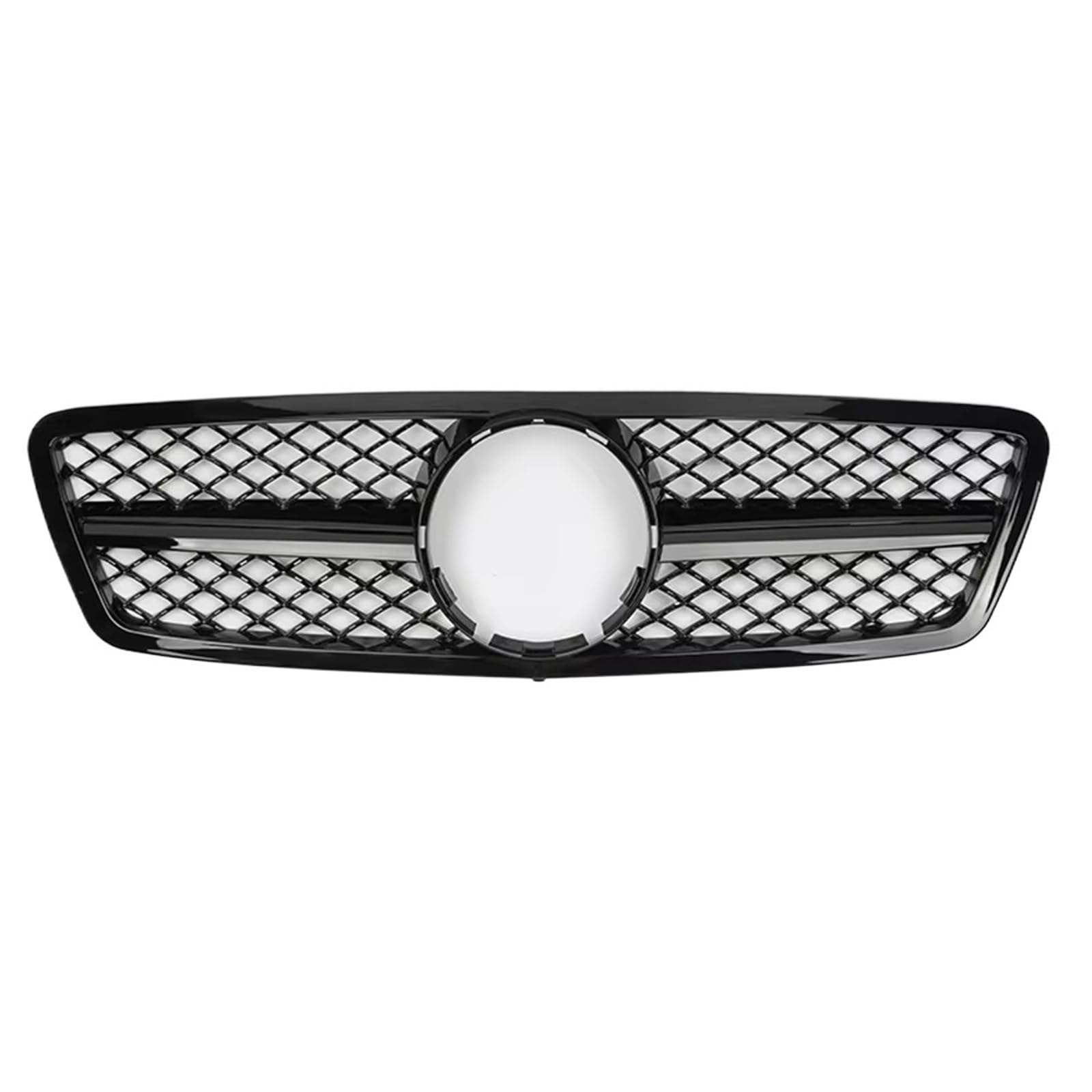 Sport Kühlergrill Für Benz C-Klasse W203 2001 2002 2003 2004 2005 2006 2007 C200 C240 ​​C320 Chrome Silver Diamonds Style Grille Black Für GTR Style Front Bumper Grille Auto Kühlergrill(A-Glossy Black von BIISVM