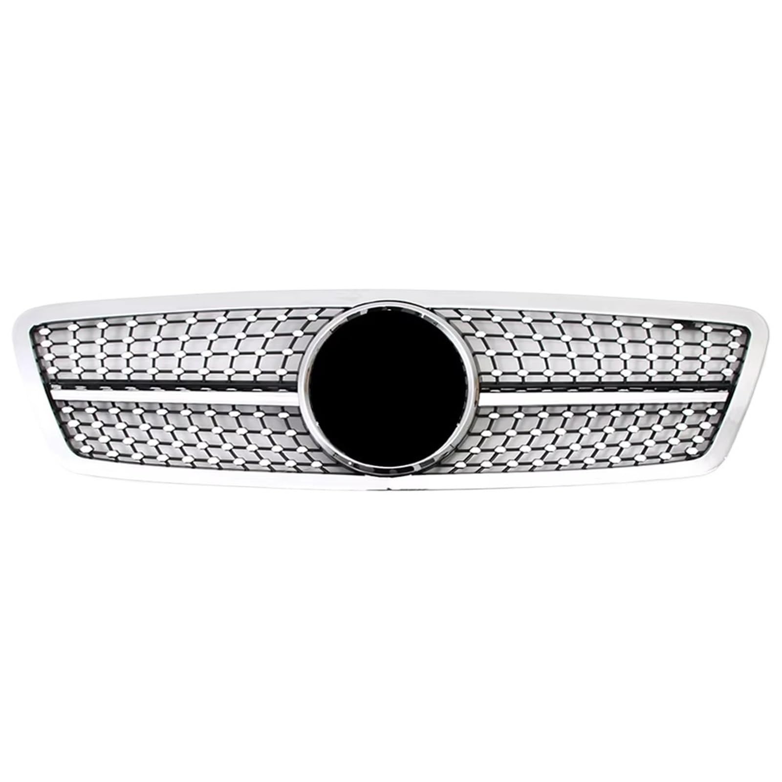 Sport Kühlergrill Für Benz C-Klasse W203 2001 2002 2003 2004 2005 2006 2007 C200 C240 ​​C320 Chrome Silver Diamonds Style Grille Black Für GTR Style Front Bumper Grille Auto Kühlergrill(Diamond-Chrome von BIISVM