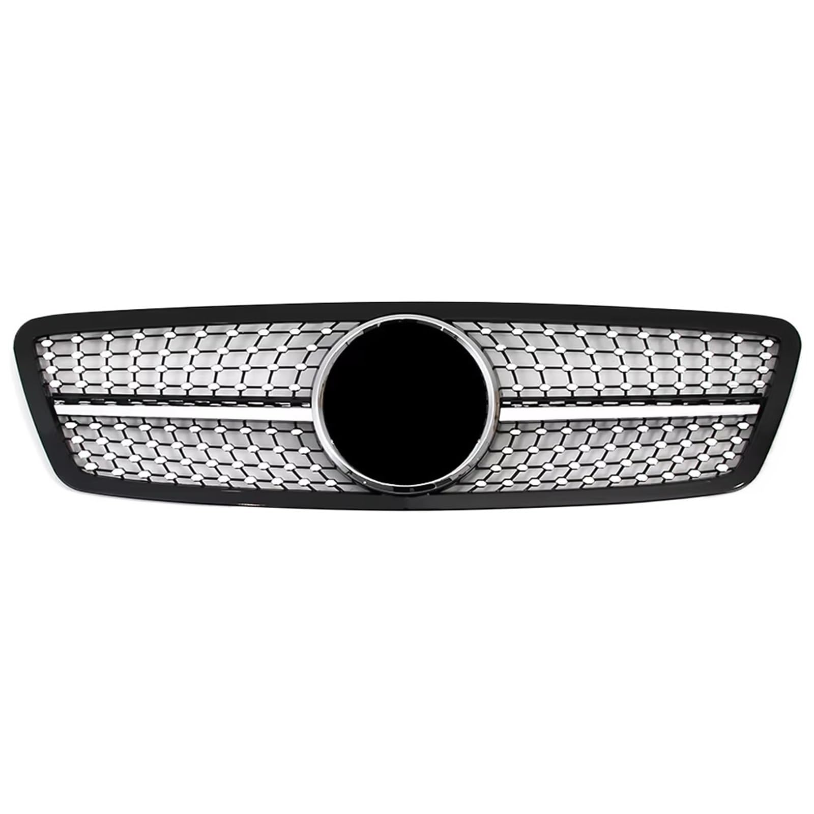 Sport Kühlergrill Für Benz C-Klasse W203 2001 2002 2003 2004 2005 2006 2007 C200 C240 ​​C320 Chrome Silver Diamonds Style Grille Black Für GTR Style Front Bumper Grille Auto Kühlergrill(Diamond-Chrome von BIISVM