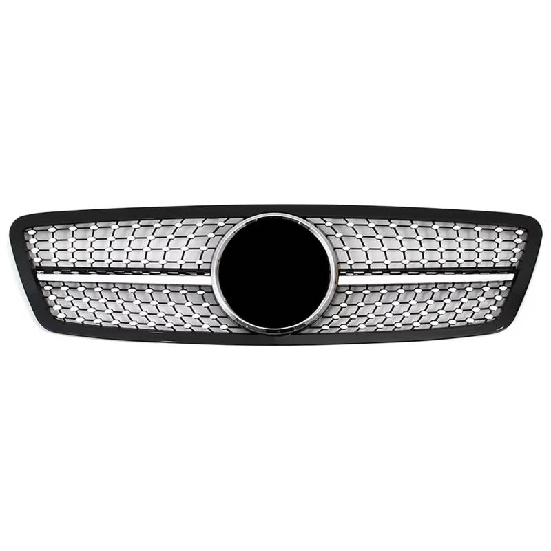 Sport Kühlergrill Für Benz C-Klasse W203 2001 2002 2003 2004 2005 2006 2007 C200 C240 ​​C320 Chrome Silver Diamonds Style Grille Black Für GTR Style Front Bumper Grille Auto Kühlergrill(Diamond-Chrome von BIISVM