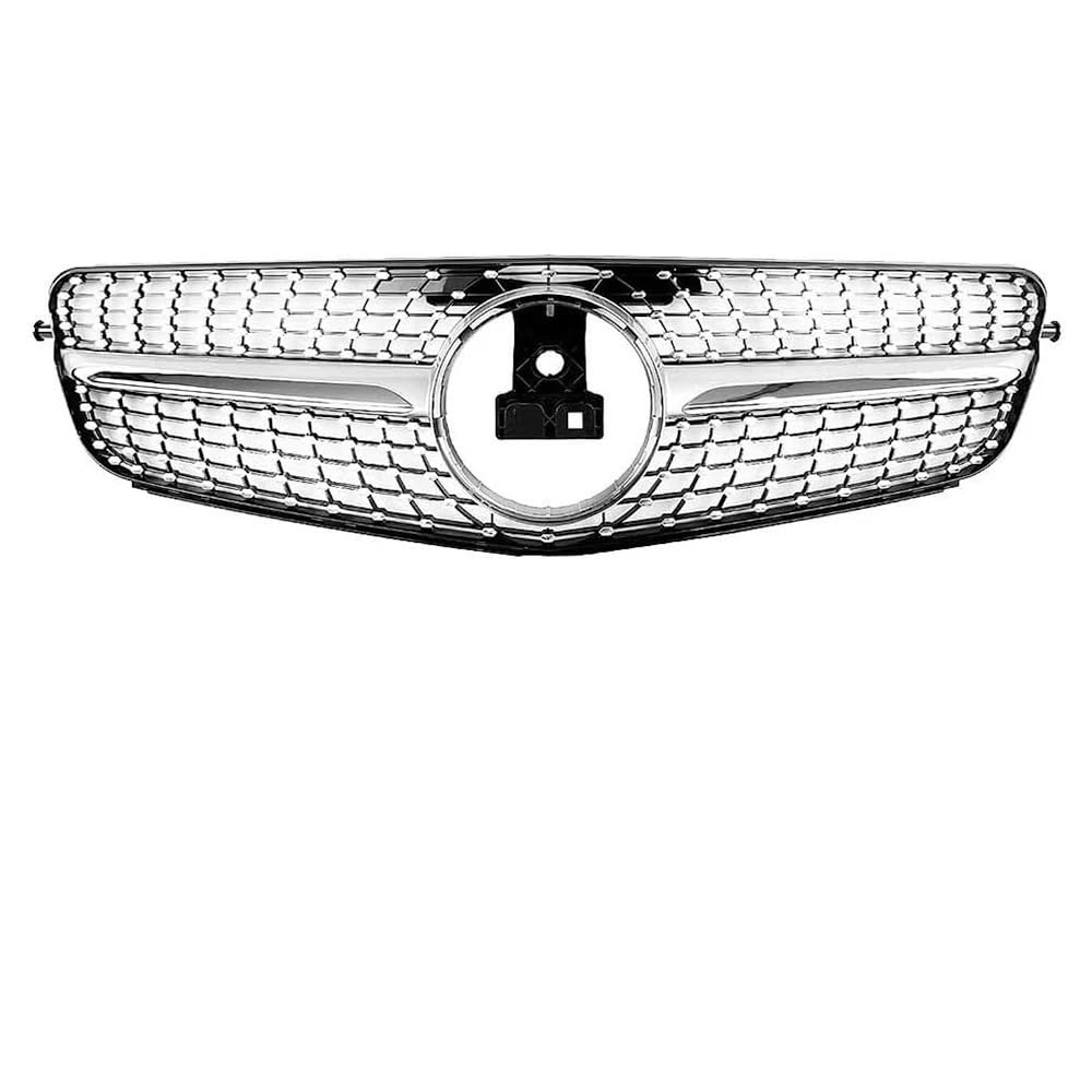 Sport Kühlergrill Für Benz W204 Kühlergrill C-Klasse C204 S204 2007-2014 C180 C200 C250 C300 C350 Diamant Für AMG Für GT Stil Front Stoßstange Grille Auto Kühlergrill(Diamonds-Silver) von BIISVM