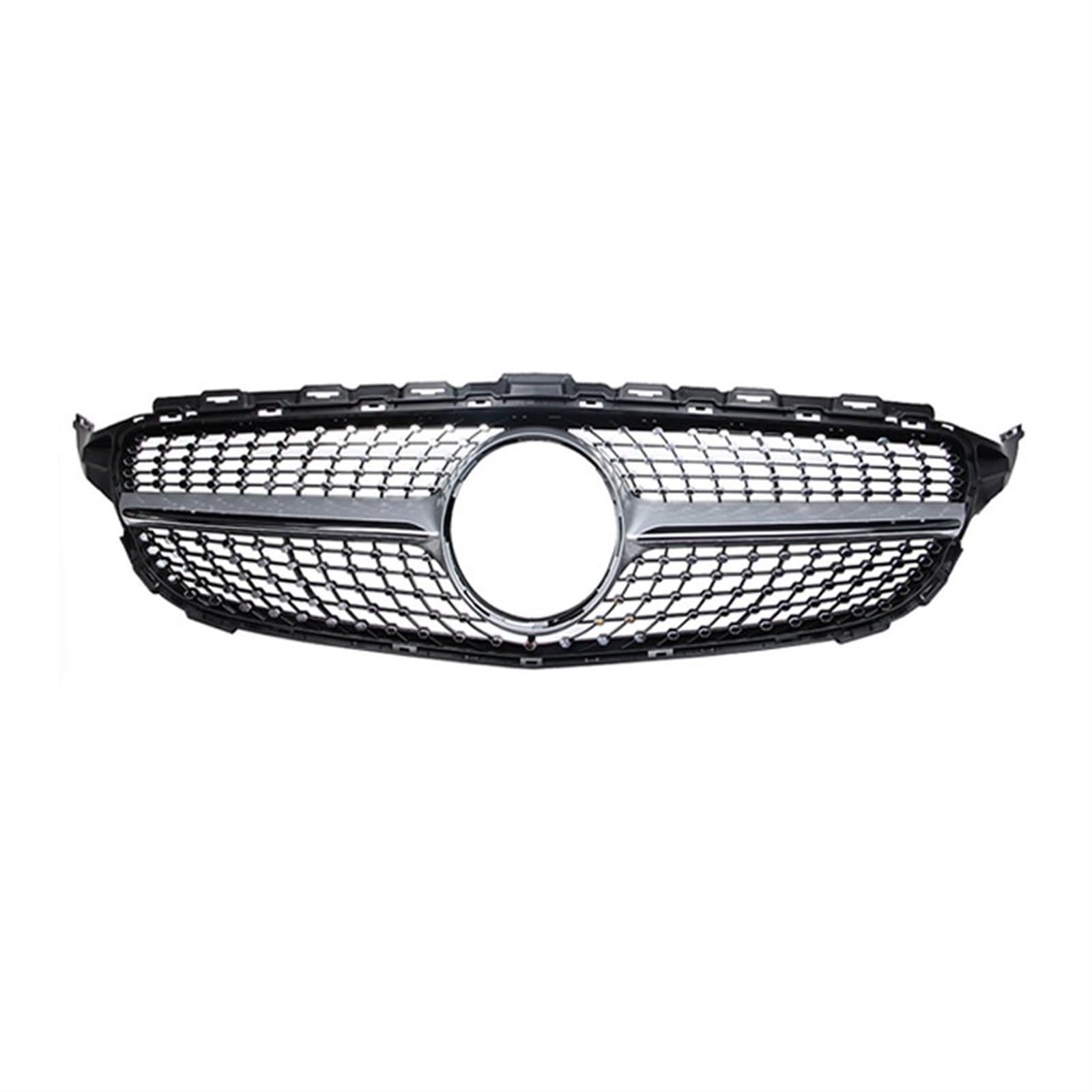 Sport Kühlergrill Für GT Kühlergrill Für C200 C300 2015 + Sports Edition Für C Klasse W205 Diamant Grille Auto Kühlergrill(Silber) von BIISVM