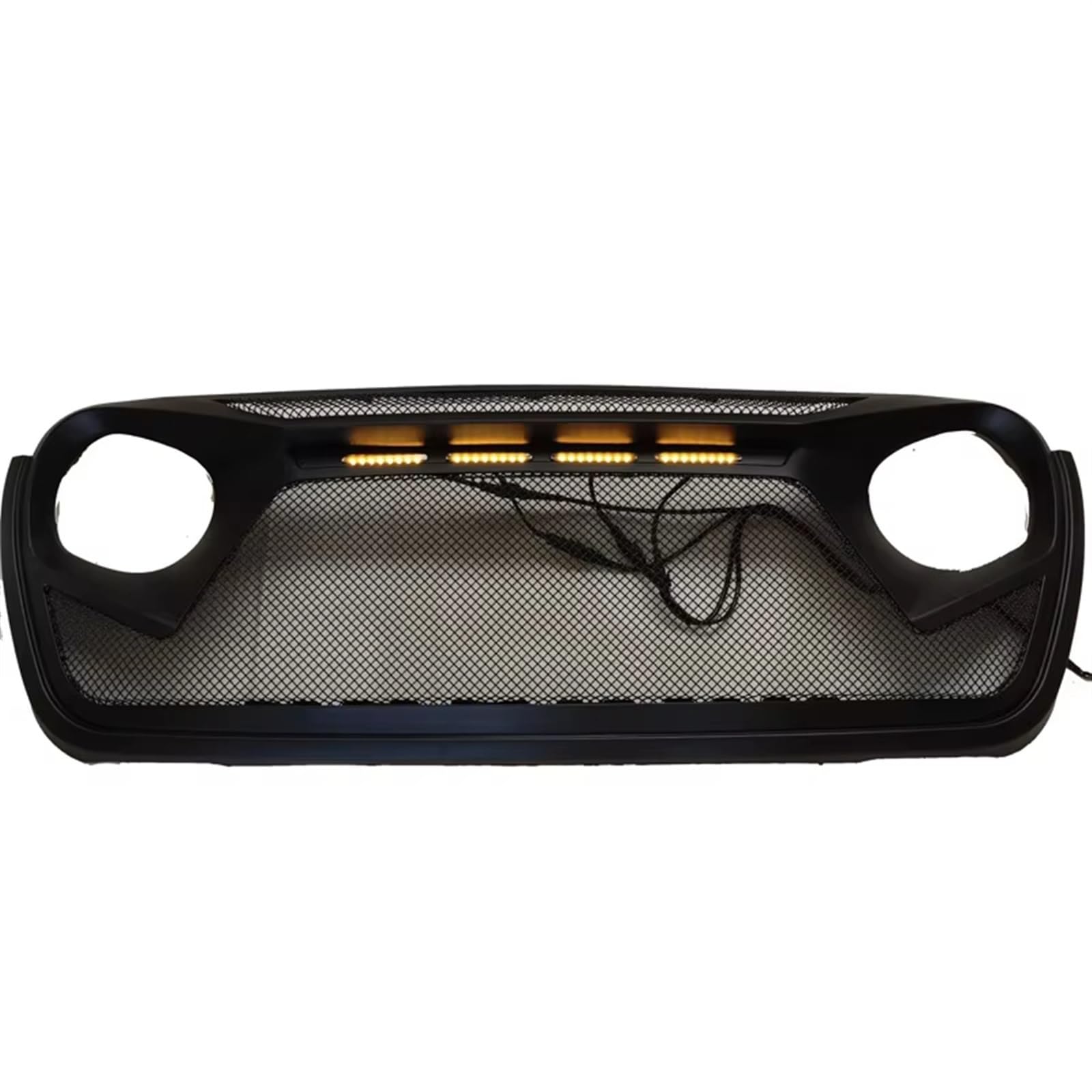 Sport Kühlergrill Für Jeep Für Wrangler JL 2018 2019 2020 2021 Auto Vorderen Stoßfänger Racing Grill Gitter Matt Schwarz Außen Teile Auto Kühlergrill(B Style Light) von BIISVM