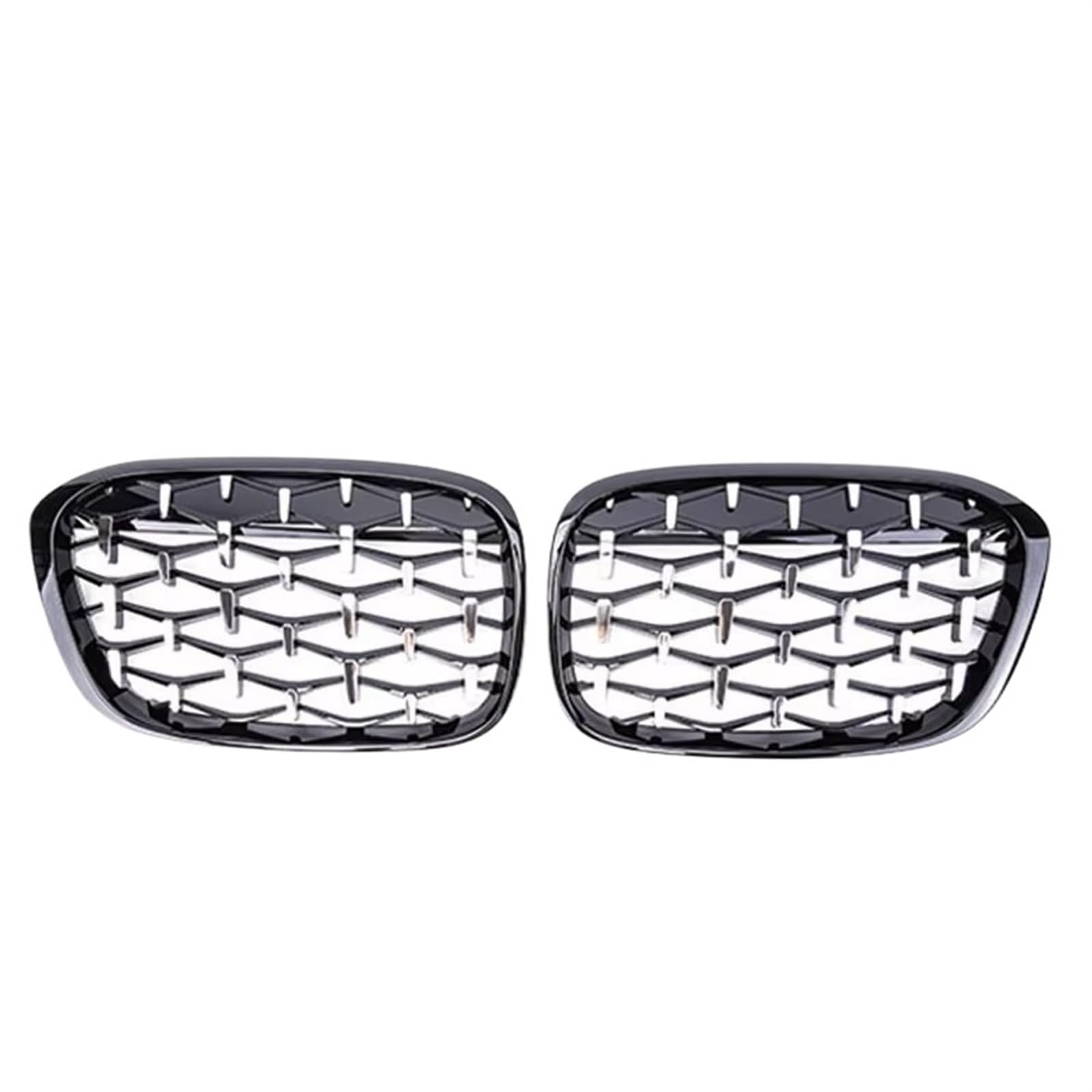 Sport Kühlergrill Für X1 F48 F49 2016 2017 2018 2019 Auto Diamant Front Niere Grill Racing Grill Meteor Stil Grills Auto Styling Teile Auto Kühlergrill(Black and Silver) von BIISVM