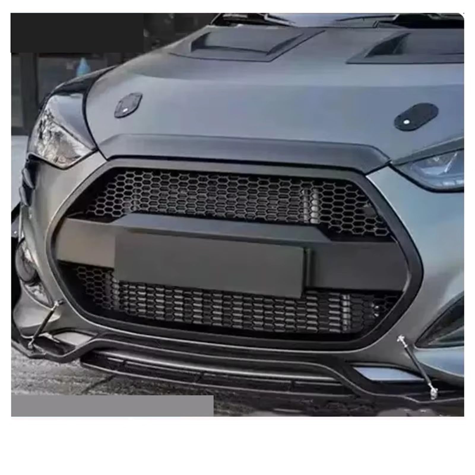 Sport Kühlergrill Kohlefaser-Harz-Kühlergrill-Maskengitter Für Hyundai Für Veloster Autozubehör Auto Kühlergrill(Glossy Black) von BIISVM