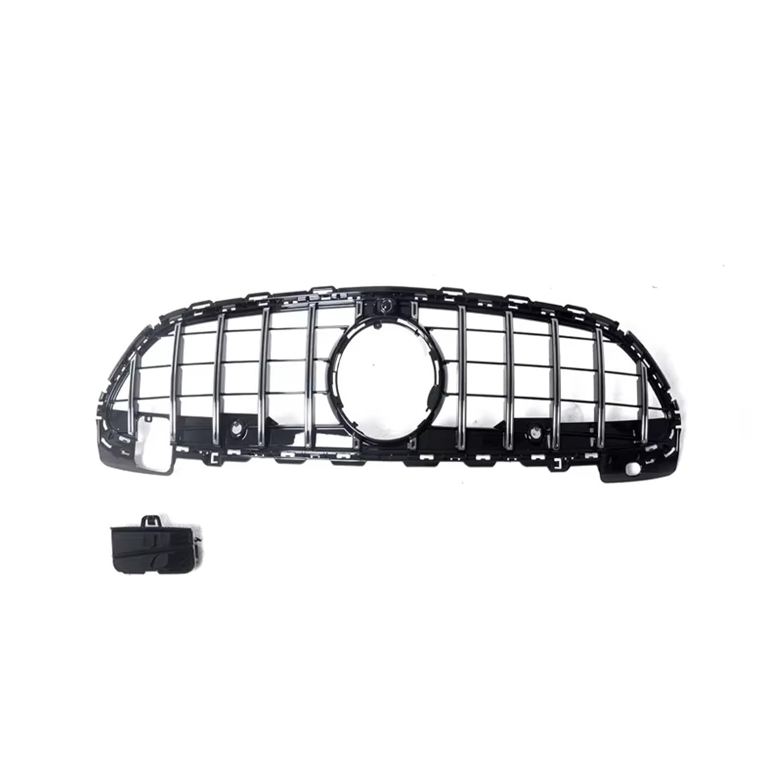 Sport Kühlergrill Schwarzer Grill Frontstoßstange GT Grill Für Benz C-Klasse W206 C180 C200 C300 C350 Sport Style 2021 2022+ Auto Kühlergrill(12 Slat Chrome) von BIISVM