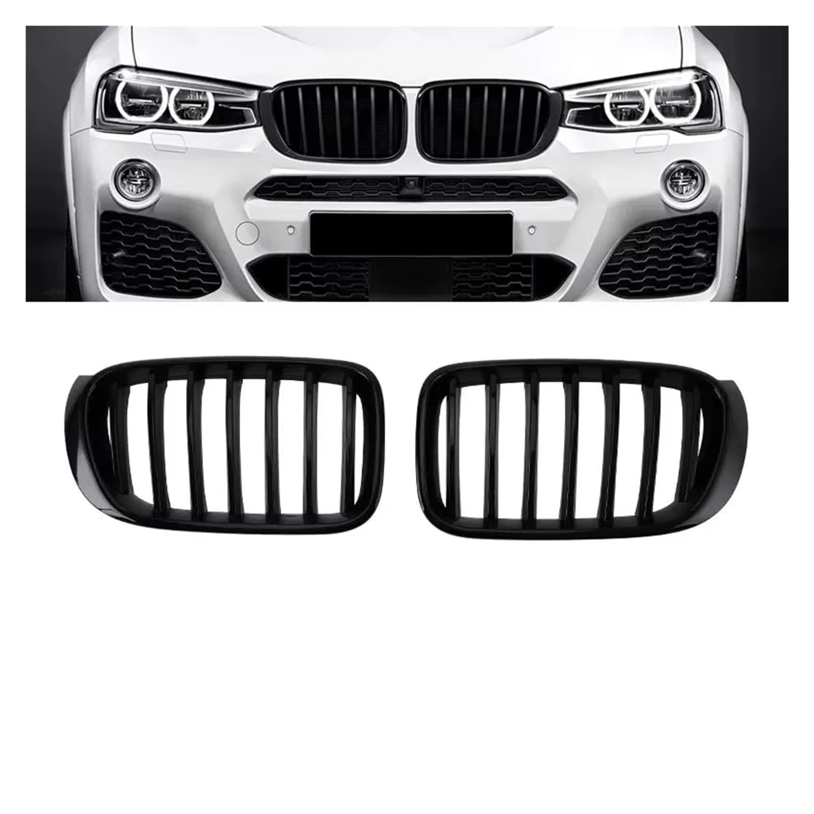 Sport Kühlergrill Vorne Glanz Schwarz Sport Nieren Grill Diamant Grille Für F25 X3 2011 2012 2013 2014 X4 F26 2014 2015 2016 2017 2018 Auto Tuning Teile Auto Kühlergrill(14-18 GB Single Slat) von BIISVM