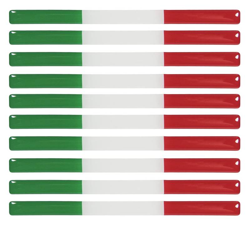 BIKE-label Italien 3D Aufkleber Flaggen 10 Stück je 150 x 10 mm Sticker für Auto Kfz Motorrad 300119VE von BIKE-label