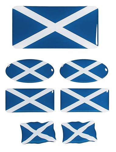 BIKE-label Schottland 3D Aufkleber Set Flaggen 7 Stück Sticker Auto Kfz Motorrad X301303 von BIKE-label