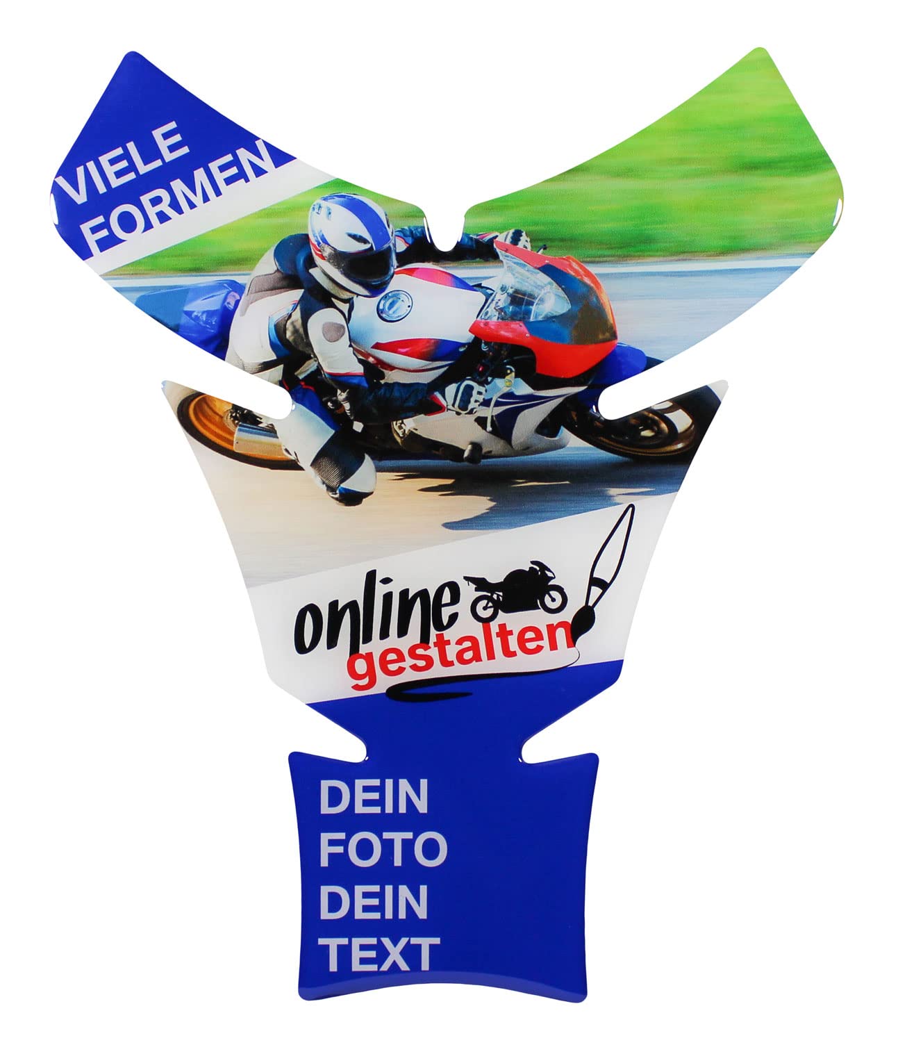 BIKE-label Tankpad Geschenkidee zum selber gestalten für Motorrad Lackschutz Aufkleber mit Bild Form 43 von BIKE-label