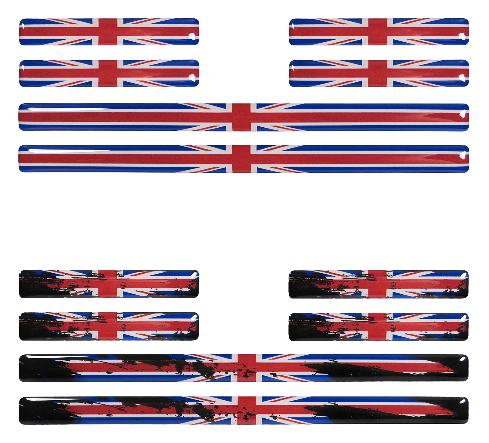 BIKE-label Union Jack 3D Aufkleber Flaggen 12 Stück Sticker Auto Kfz Motorrad X300555VA von BIKE-label