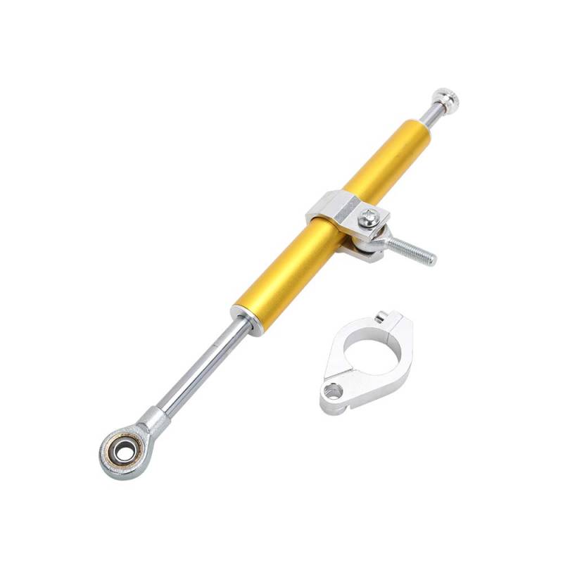 330mm Motorrad Lenkungsdämpfer Aluminium Lenkungsdämpfer Stabilisator Linear Einstellbarer Ausgleichshebel Motorrad Lenkungsdämpfer Universeller Ersatz für ATV (Gold) von BIKECO