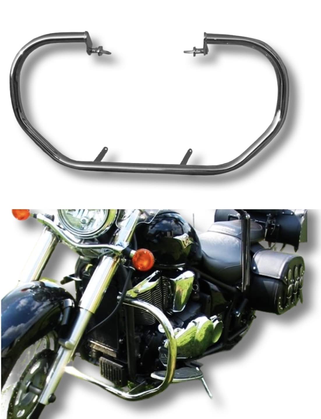 Klassischer Sturzbügel für VN 900 Vulcan Classic/Custom | Robuster Motorschutz aus Edelstahl OH18N9 | Motorrad Schutzbügel Heavy-Duty von BIKEMASTERSUK MOTORCYCLE PARTS & ACCESSORIES