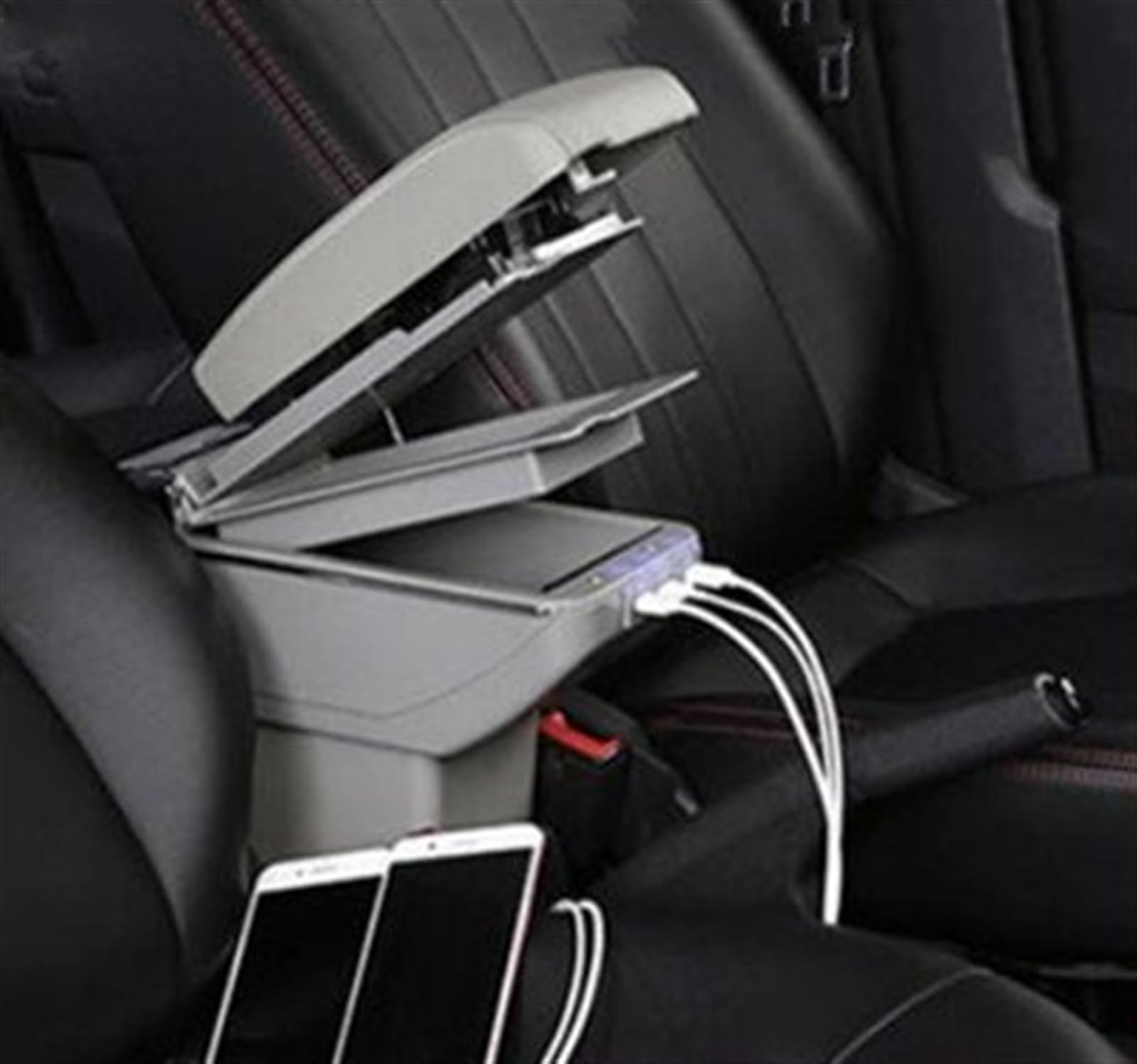 BILKAR Kompatibel Mit Hyundai Für Solaris 2017 2018 2019 2020 Auto Verstellbare Armlehnenbox Schutz Mittelkonsole Armlehnenverlängerung Mit 7 USB Mittelarmlehne(5) von BILKAR