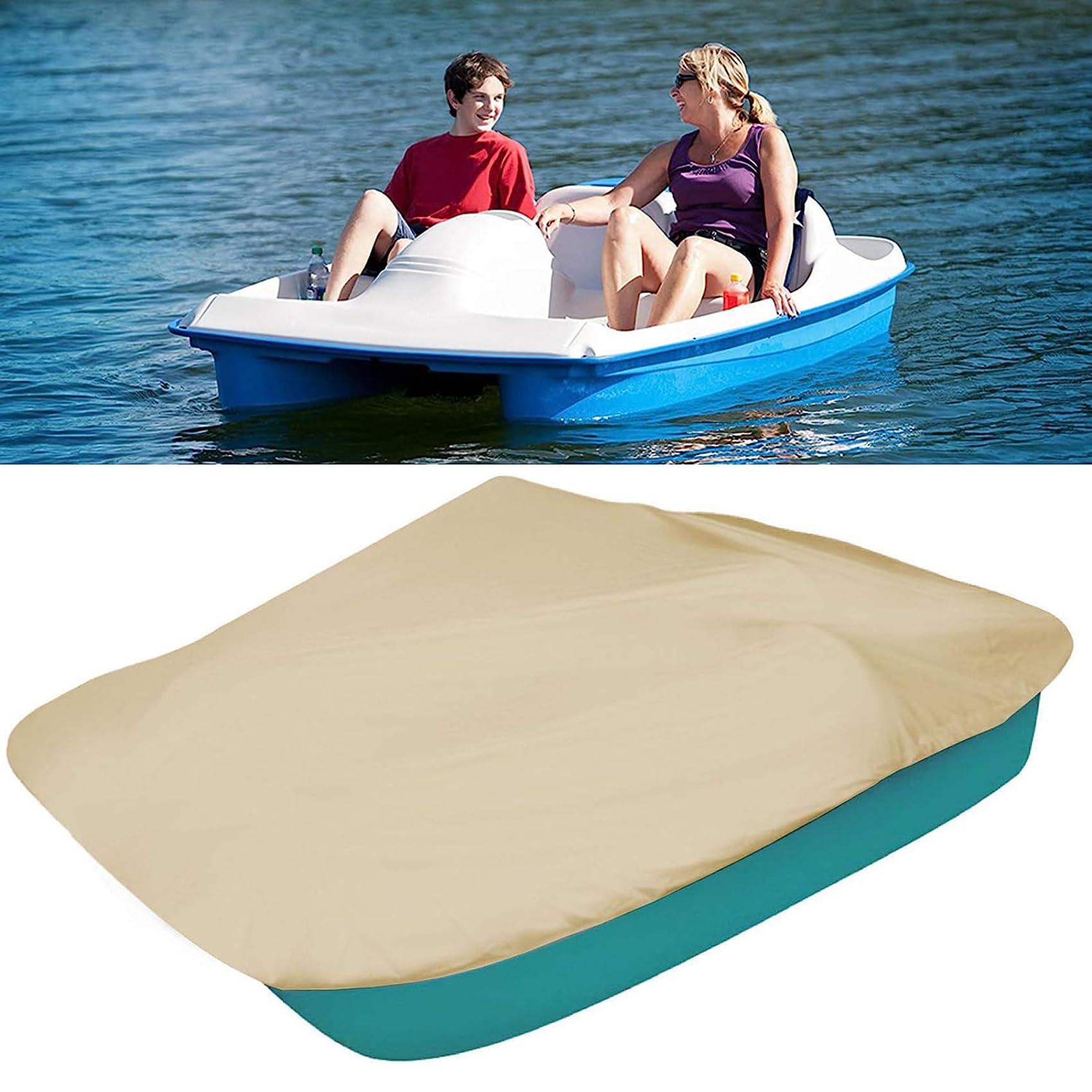 wasserdichte Tretboot-Abdeckung, langlebig, reißfest, 600D Oxford, UV-geschützt, für Beiboot-Abdeckung, passend für Tretboote, Allwetter-Außenschutz,Beige,286 * 200cm von BINDT