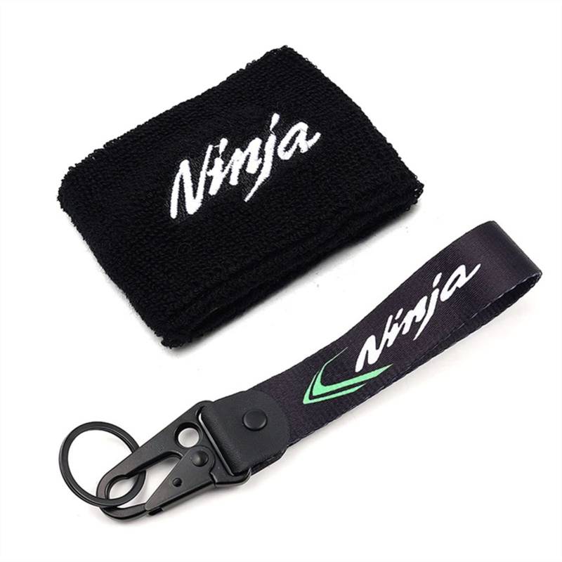 Motorradfront-Flüssigkeitsölbremse-Reservoir-Socken & Keychain for Ninja 1000 SX Ninja H2 R Z900RS Z 750 ZX6R ZX10R (Color : KFBS Black) von BINGYUAN