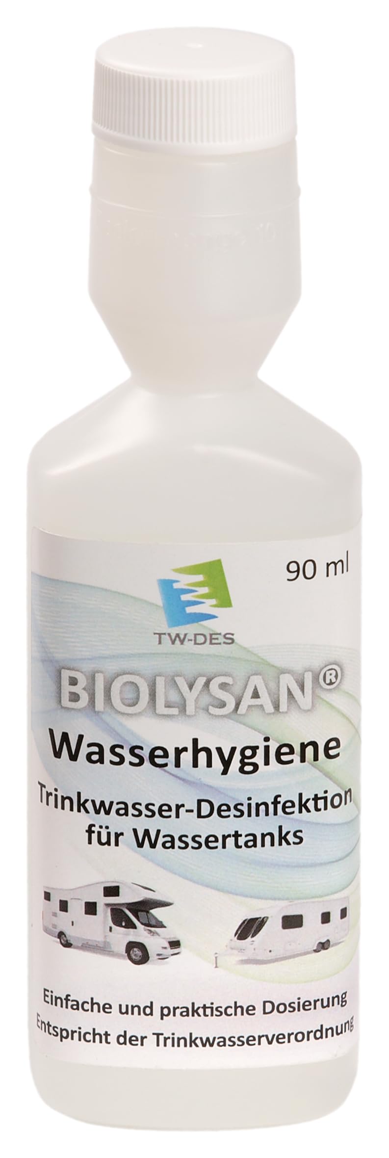 BIOLYSAN TWDES Wasserhygiene ohne Silber, entspricht der Trinkwasserverordnung, Desinfektion statt nur Konservierung, für Wohnmobile, Caravans oder Boote (Dosierflasche 90ml) von BIOLYSAN