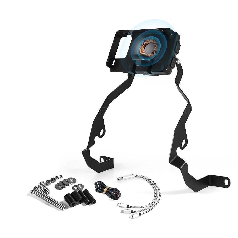 BIPANO Motorrad GPS, for Smart, Telefon Windschutzscheibe Navigation GPS Platte Halterung Adapt Halter RA1250 Pan America 1250 S 2021 2022 - Motorrad-Telefonhalterung(Wireless chargin kit) von BIPANO