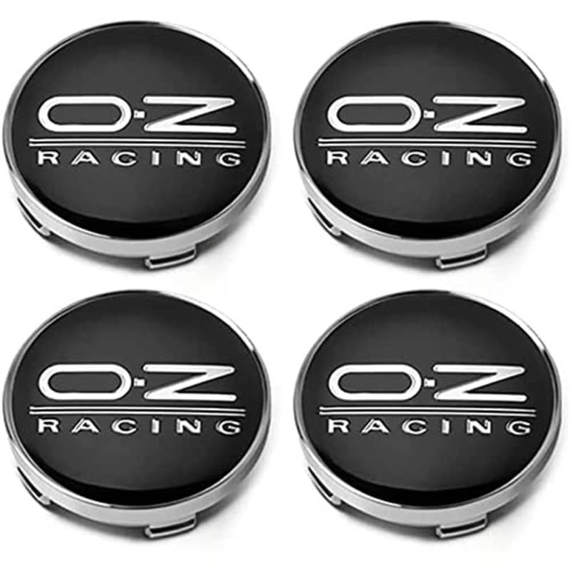 4 Stück Auto Nabendeckel für OZ Racing 60mm, Nabenkappen mit Logo Radnabenkappen Wasserdicht Staubdicht Anti Rost Felgendeckel Auto Accessoires, B Black2 von BIRNN