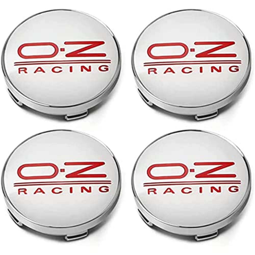 4 Stück Auto Nabendeckel für OZ Racing 60mm, Nabenkappen mit Logo Radnabenkappen Wasserdicht Staubdicht Anti Rost Felgendeckel Auto Accessoires, C Silver1 von BIRNN