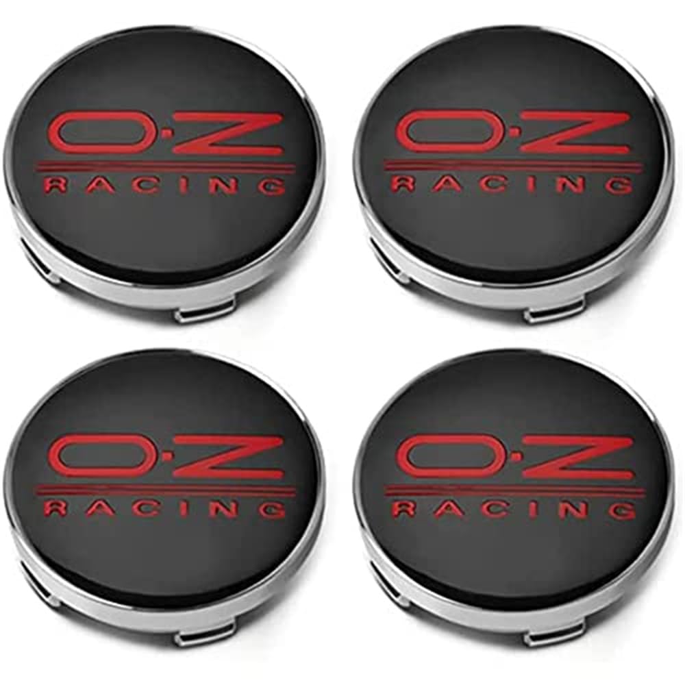 4 Stück Auto Nabendeckel für OZ Racing 60mm, Nabenkappen mit Logo Radnabenkappen Wasserdicht Staubdicht Anti Rost Felgendeckel Auto Accessoires,A Black1 von BIRNN