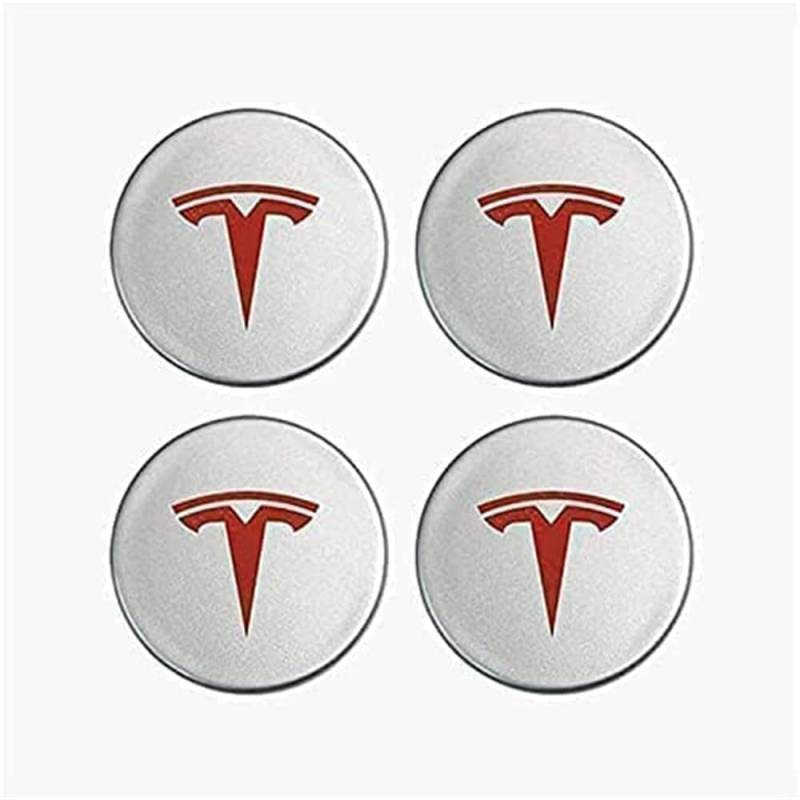 4 Stück Auto Nabendeckel für Tesla Model X Model S Model 3 60mm, Nabenkappen mit Logo Radnabenkappen Wasserdicht Staubdicht Anti Rost Felgendeckel Auto Accessoires von BIRNN