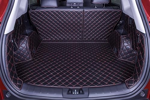 Full Wrap Leder Kofferraum Matte für MG EHS 2018-2023（NEA）, Wasser Beweis Auto Zubehör Innen Schutz Pad,B-Black-red von BISISO