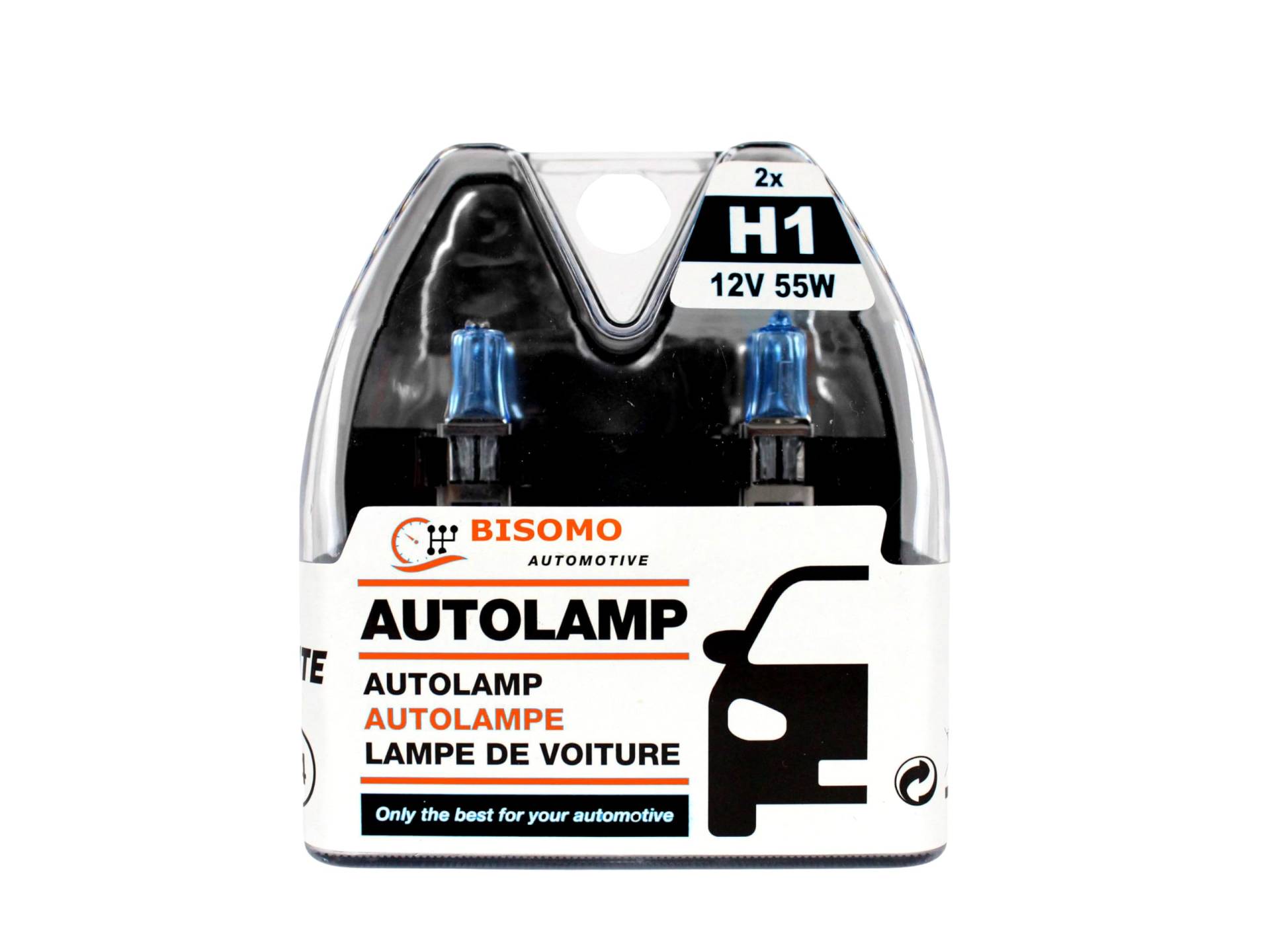 2x BISOMO H1 Halogen Auto Lampe 8500K Super Weiß Xenon Blue Effekt Optik 12V 55W Scheinwerfer Licht Birne Glühbirne E-geprüft von BISOMO