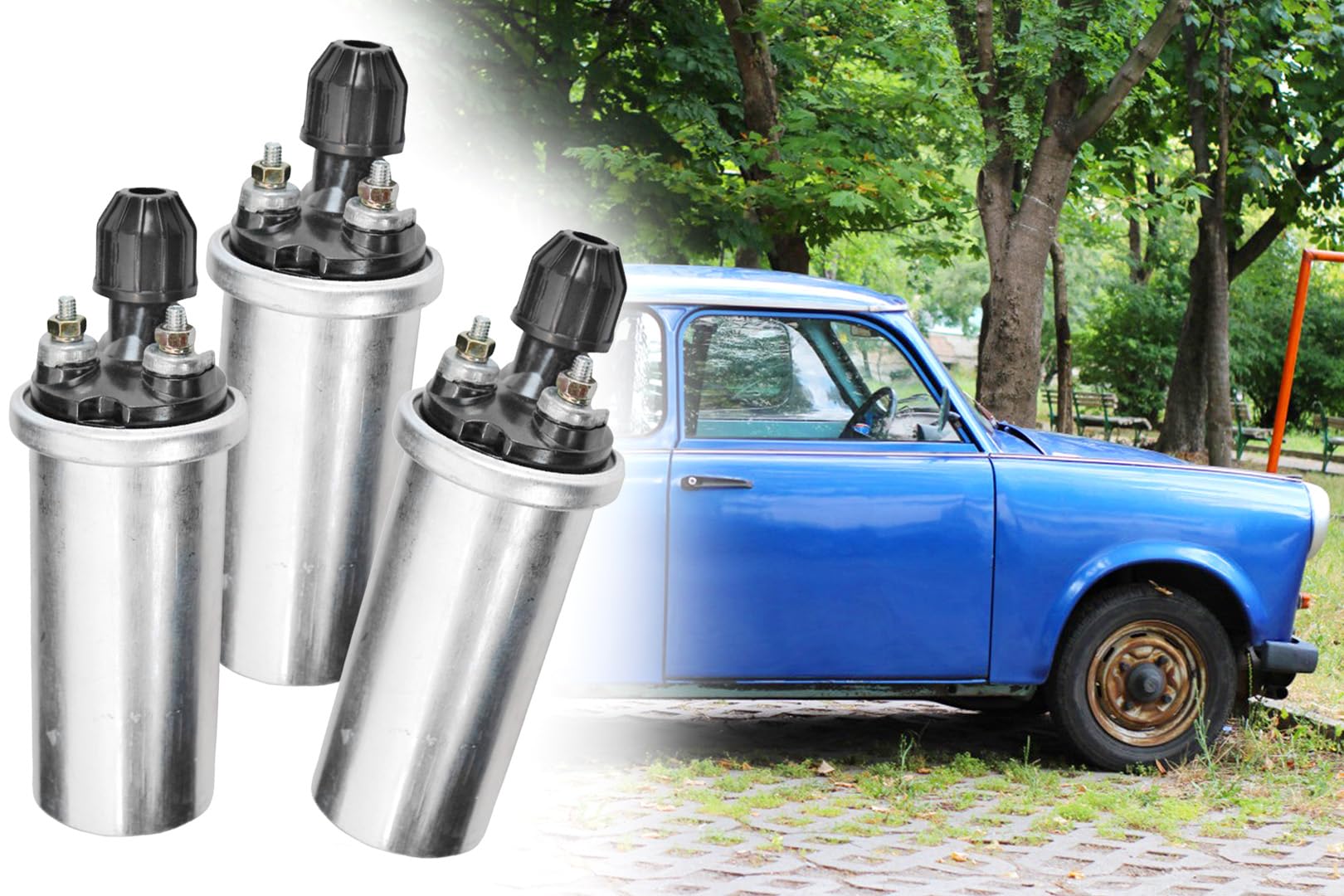 3x Zündspule 6V / 12V für Unterbrecher Zündung, Simson S50 S51 KR51 SR4-3 Habicht SR4-4 Sperber, MZ ETZ, KFZ Trabant, Wartburg, Barkas von BISOMO