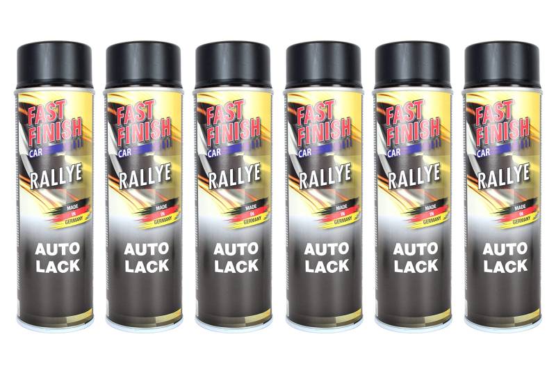 6x Sprühlack, Decklack, Autolack Fast Finish, Schwarz matt, 500ml, für Felgen und Karosserie, kratz-, stoß- und schlagfest, Lackierung von BISOMO