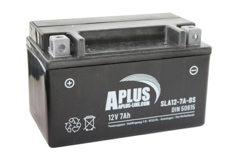 Aplus Batterie SLA12-7A-BS, Kapazität 7Ah 12V Maße 150x87x93mm (BxHxT), versiegelt mit Überdruckventil, Gel-Akku für Motorrad, Moped von BISOMO