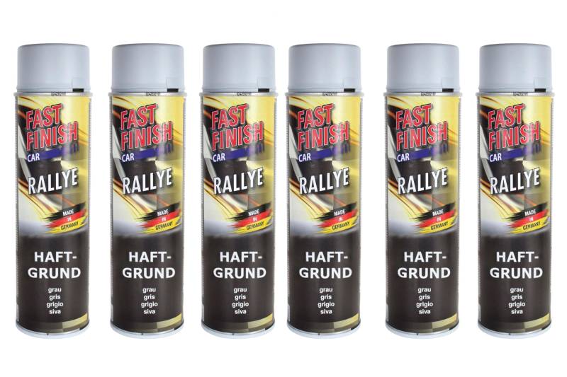 6x Haftgrund Spray Fast Finish, Grundierung, Grau 500ml, schnelltrocknend, hohe Füllkraft, überlackierbar, hitzebeständig bis 80°C, Innen- und Außenbereich von BISOMO