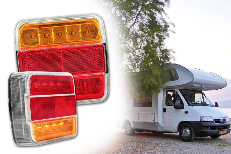 BISOMO Anhänger Rücklicht 12V, Rückstrahler + Reflektor 18 LED Leuchten, Achterlicht für Anhänger Hänger Wohnmobil PKW Auto Traktor von BISOMO