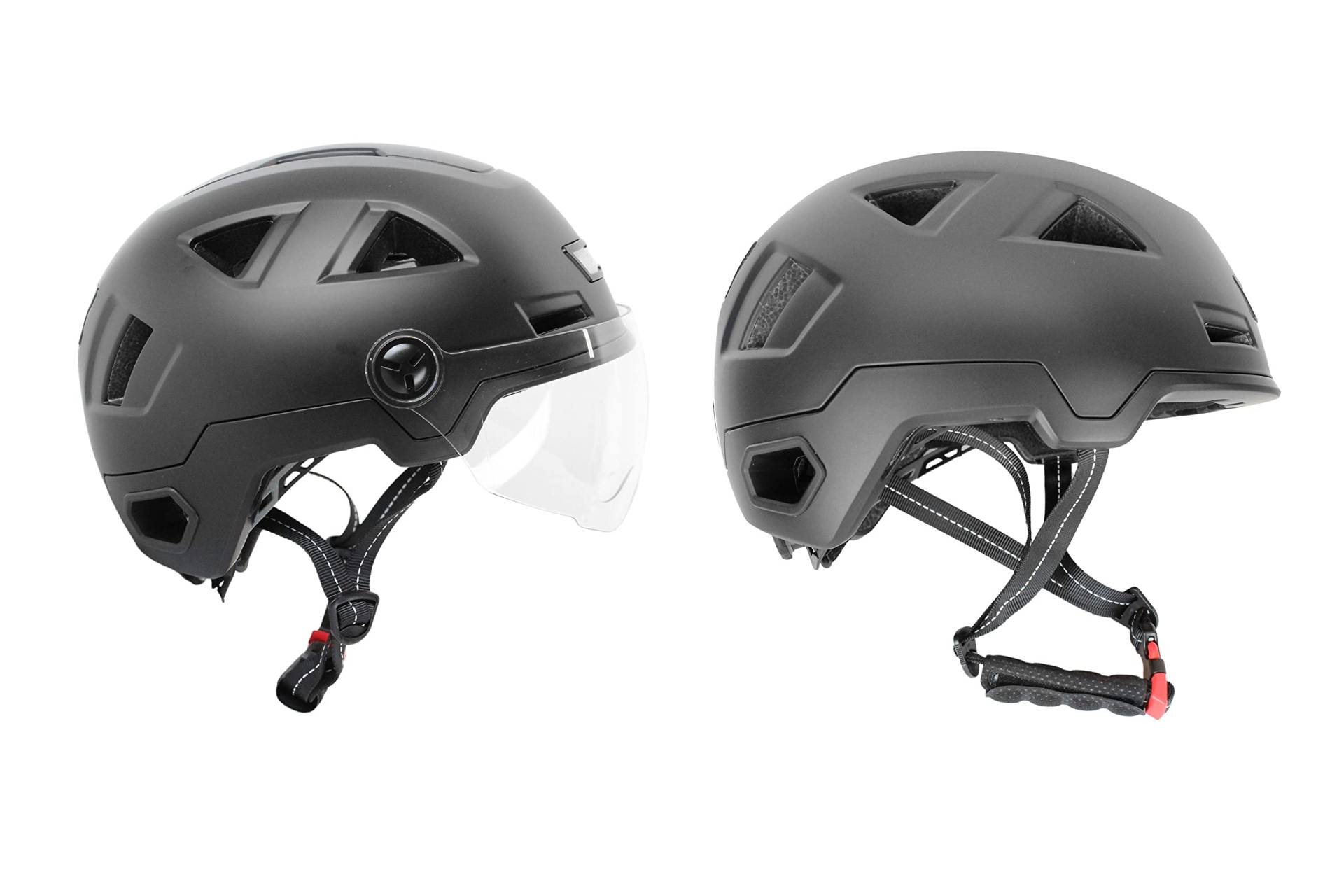 Helm mit Beleuchtung vorn/hinten mit und ohne Visier für Fahrrad Speedbike E-Bike E-Scooter Skateboard Skates Mountainbike Freeride Downhill, Vito Helme:mit Visier S/M von BISOMO