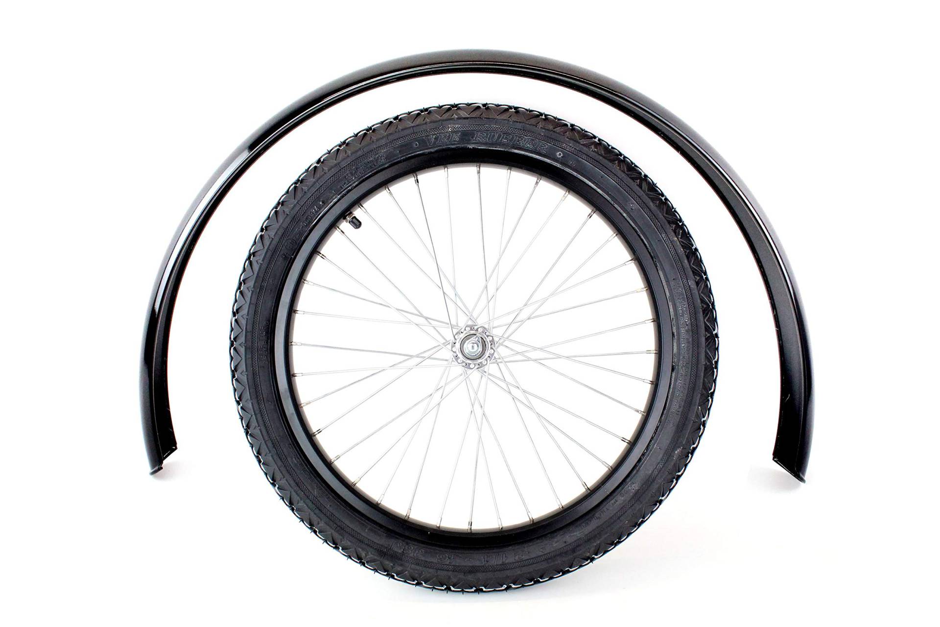 Komplettrad für Transportanhänger 2,25 x 16 Zoll schwarz inklusive Speichenrad, Reifen, Schlauch, Felgenband und Kotflügel von BISOMO