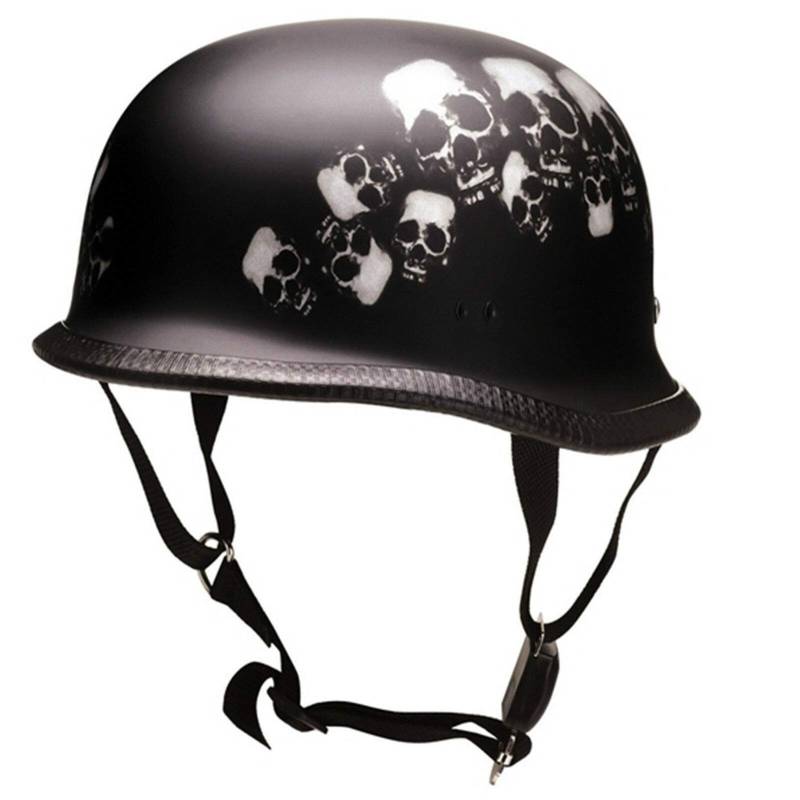 Oldtimer Halbschale Helm Oldschool Stahlhelm - Look Schwarz Matt mit Print, Größe:S von BISOMO