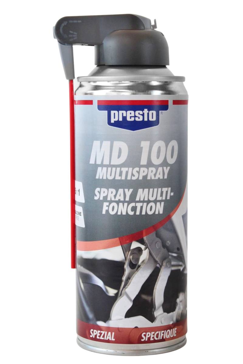 Presto MD 100 Multi-Spray 400ml, Schmierstoff, Rostlöser, Schmiermittel, Kriechöl, Universalöl, Multifunktionsspray - entfernt Öl, Teer, Wachs und Kleberrückstände von BISOMO