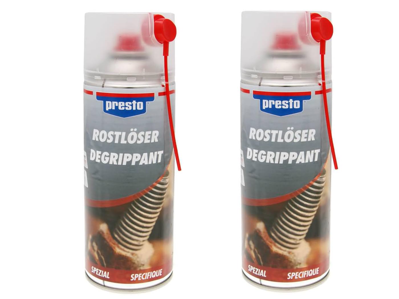 Presto Rostlöser Spray, 2x 400ml, Schraubenlöser, Rostentferner, Anti-Rost, Kriechöl, Rostumwandler - für Scharnier, Beschlag, Schraubverbindung, Schloss, Kette von BISOMO