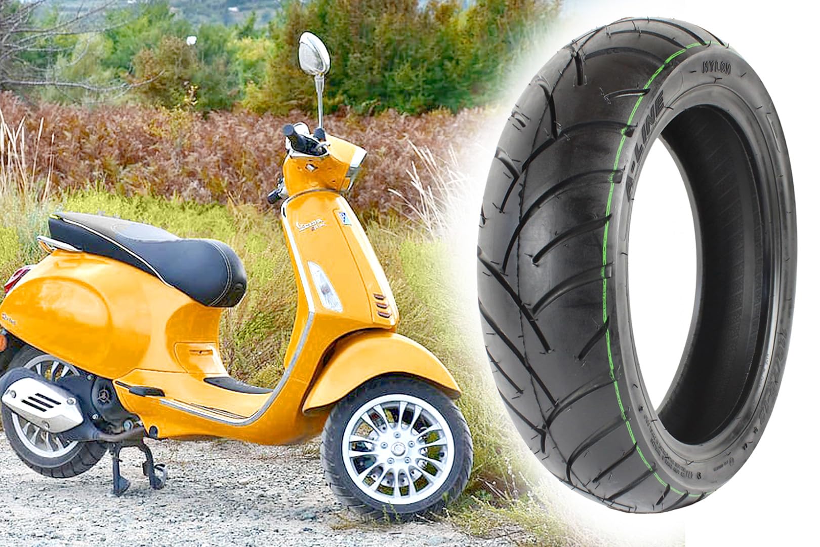 Reifen Roller Rollerreifen 110/70 x 12 Zoll 47J bis 100Km/h + 175kg Traglast PR507 Straßenprofil TL Tubeless von BISOMO