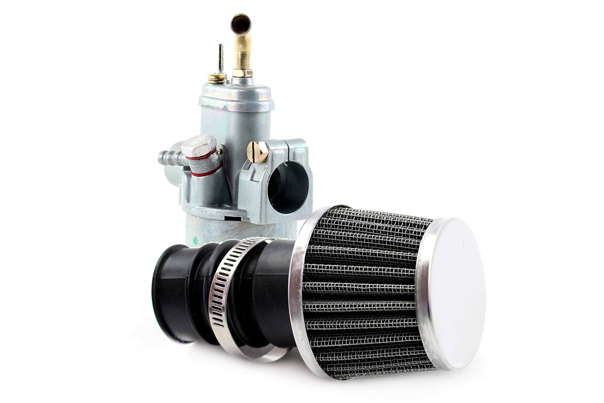 SET: BING Tuning Vergaser 14mm + Sport Luftfilter 15-19mm für Mofa und Moped Hercules, Puch, Zündapp, Kreidler KTM DKW von BISOMO