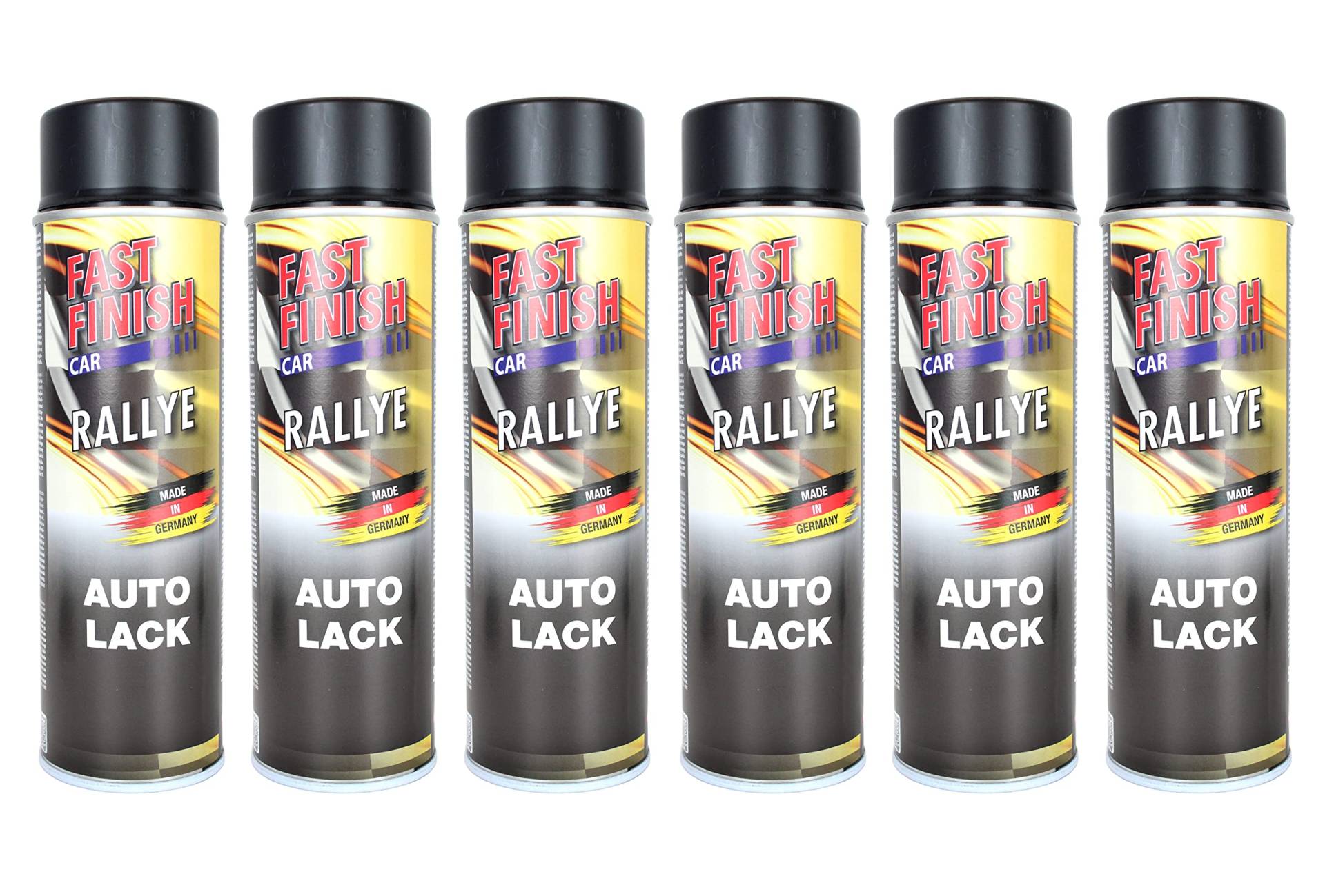 Sprühlack, Decklack, Autolack, Felgenlack, Haftgrund Spray 500ml, für Felgen und Karosserie, Kratz-, stoß- und schlagfest, Fast Finish:6X Lack Schwarz matt von BISOMO