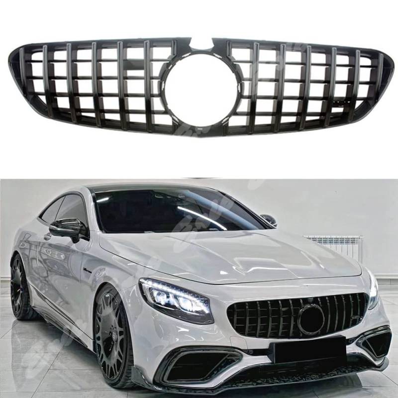 BITELF Auto Frontgrills Frontstoßstange Kühlergrill Frontstoßstange Radiator Kühlergrille Mittelnetz Grilles Radiator, für Mercedes-Benz W217 S63 S65 AMG Coupé 2018 2019 2020 2021,A von BITELF