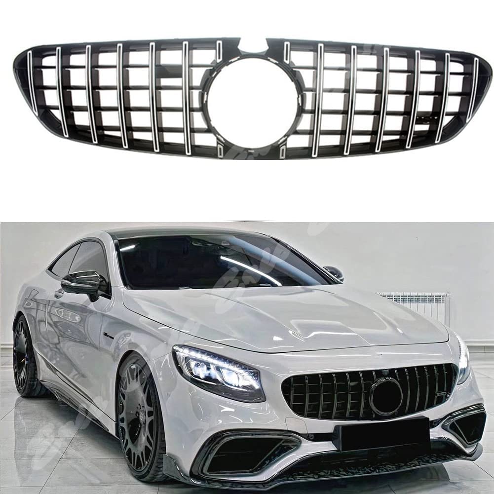 BITELF Auto Frontgrills Frontstoßstange Kühlergrill Frontstoßstange Radiator Kühlergrille Mittelnetz Grilles Radiator, für Mercedes-Benz W217 S63 S65 AMG Coupé 2018 2019 2020 2021,B von BITELF