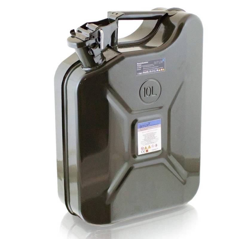 BITUXX® Stahl Benzinkanister Kraftstoffkanister Kanister UN Zulassung (10 Liter) von BITUXX