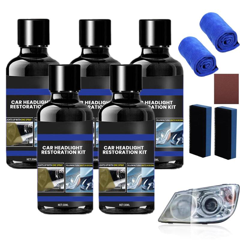 Kit Zur Reparatur Von Scheinwerfern Für Autos, Scheinwerferlinsen-Restaurator Für Autos, Scheinwerfer-Reparaturset, Scheinwerfer-Reparaturflüssigkeit Für Autos, Für Autos, LKWs, (5 Stück) von BIUBIULOVE